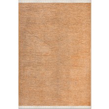 Rugzella Terracotta Modern Düz Renk Püsküllü Pamuklu Dokuma Halı