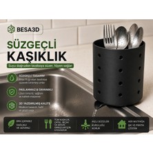 Besa 3D Süzgeçli Kaşıklık – Lavaboya Su Tahliyeli Mutfak Gereçleri Düzenleyici