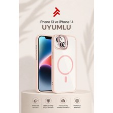 Premium iPhone 13 ve iPhone 14 Uyumlu M-Safe Manyetik Şeffaf Kılıf – Kamera Korumalı, Darbe Emici Telefon Kılıfı, Rose Gold