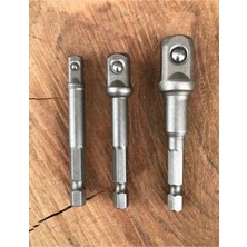 Mikasso Çelik Lokma Adaptörü Bits Lokma Geçiş Adaptörü 3 Parça Set