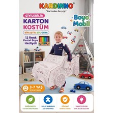 Kardinno Giyilebilir Karton Araba Kostümü Boyo Mobil - Çocuk Araba Boyama Maketi (Pastel Boya Hediyeli)