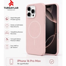 Premium iPhone 16 Pro Max Uyumlu M-Safe Manyetik Silikon Kılıf – Yumuşak Dokulu, Kamera Korumalı, Darbe Emici Telefon Kılıfı, Rose Gold
