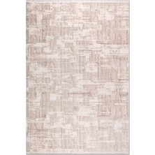 Rugzella Clover Pudra Pembe Krem Soyut Desenli Modern Eskitme Halı