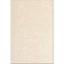 Rugzella Krem Bej Modern Soyut Desenli Kabartma Dokulu Yumuşak Halı