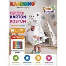 Kardinno Giyilebilir Karton Dinozor Kostümü - Çocuk Boyama Maketi Eğitici Oyuncak (Pastel Boya Hediyeli)