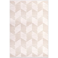 Rugzella Krem Bej Vizon Modern Geometrik Üçgen Desenli Halı