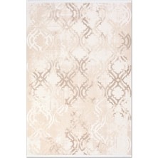 Rugzella Rowan Krem Bej Eskitme Damask Madalyon Desenli Modern Taupe Halı