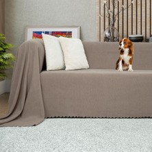 TeknoKapsül Concept Koltuk Örtüsü Şönil Kaymaz Çift Taraflı Çekyat Örtüsü Koltuk Şalı 175X300 - Kapuçino