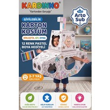 Kardinno Giyilebilir Karton Denizaltı Kostümü Arto Sub - Çocuk Boyama Maketi (Pastel Boya Hediyeli)