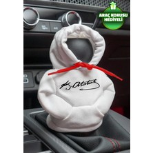 Mikasso Atatürk Imza Beyaz Kırmızı Vites Hoodie Araç Vites Kıyafeti Vites Poları Oto Aksesuarı Vites Topuzu