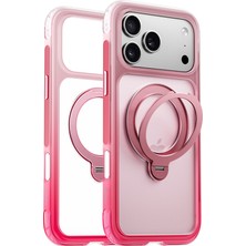 iPhone 18 Pro Kılıf Wiwu AS-204 Aeroshield Aurora Ultra Serisi M-Safeli Airbagli Standlı Kapak Pembe