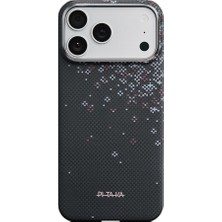 iPhone 18 Pro Max Kılıf M-Safe Özellikli Aramid Karbon Fiber Pitaka Sakura Hours Serisi Kapak Siyah