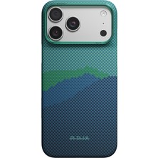 Pitaka iPhone 18 Pro Max Kılıf Aramid Karbon Fiber Tactile Woven Starpeak Over The Horizon Kapak Mavi