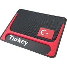 Mikasso Kaydırmaz Silikonlu Ped Araç Göğüs Torpido Ev Ofis Çok Amaçlı Turkey Bayrak Desenli 17,5 cm x 13 cm