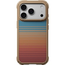 Pitaka iPhone 18 Pro Kılıf M-Safeli Aramid Karbon Fiber Sunset 2.0 California Dream Cairn Kapak Mavi-Kahve