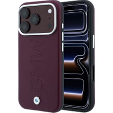 iPhone 18 Pro Max Uyumlu Kılıf Bmw Lisanslı M-Safe Özellikli Ortalı Sıcak Damga Logolu Kapak Bordo