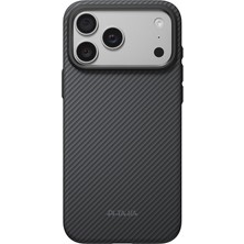 Pitaka iPhone 18 Pro Kılıf M-Safeli Aramid Karbon Fiber Military-Grade New Logo Black-Grey Twill Kapak Siya