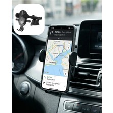 Mikasso Güçlü Vakumlu Mıknatıslı Araç Telefon Tutucu Cam, Ayna, Araba Araç Tutucu 360° Kullanım Siyah Çam