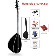 İstanbul Müzik Tedarik Jak Girişli Siyah Inci Kısa Sap El Yapımı Bağlama Seti