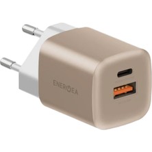 Energea Ampcharge GAN35 35W Type-C ve 30W USB 3.0 Çıkışlı Hızlı Şarj Aleti - Gold