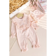 Babymod Güpürlü Şapkalı Bebe Yakalı 100% Pamuk Kız Bebek Tulum