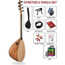 İstanbul Müzik Tedarik Jak Girişli Kısa Sap Bağlama Full Ağaç Set