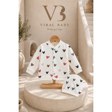 Vıral Baby Organik Pamuklu 5'li Renkli Kalp Desenli Bebek Hastane Çıkışı / Takımı