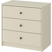 IKEA Modern Bej 3 Çekmeceli Şifonyer 69X67 cm - Yatak Odası Kaliteli Dolap - Şık Depolama Çözümü