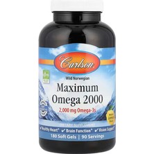Carlson , Wild Norwegian, Maximum Omega 2000, Natural Lemon, 180 Soft Gels (1,000 Mg Per Soft Gel)