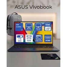 Asus Vivobook 15, Intel Core 5 (120U), 40GB Ddr5, 1tb SSD Freedos