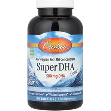 Carlson Super Dha Gems, 500 Mg Dha, 640 Mg Fatty Acids, Wild-Caught Norwegian Arctic Omega 3 Fish Oil, Sustainably Sourced Fish Oil Capsules, 180 Softgels