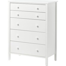 IKEA Modern Beyaz 5 Çekmeceli Şifonyer 76X102 cm - Yatak Odası Kaliteli Dolap - Şık Depolama Çözümü