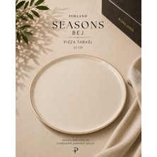 Porland Seasons Siyah/bej Pizza Tabağı 32 cm Porselen Servis Tabağı Yemek Tabağı