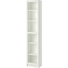IKEA Modern Beyaz Cam Kapaklı Kitaplık 40X30X202 cm - Salon Çalışma Odası Kaliteli Dolap - Şık Depolama