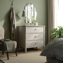 IKEA Modern Gri 3 Çekmeceli Şifonyer 93X50X91 cm - Yatak Odası Kaliteli Dolap - Şık Depolama Çözümü