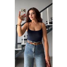 Elisin Lacivert Ayarlanabilir Askılı Bodysuit
