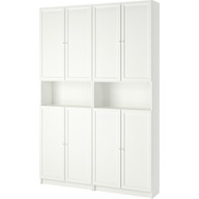 IKEA Modern Beyaz Kapaklı Kitaplık 160X30X237 cm - Salon Çalışma Odası Kaliteli Dolap - Şık Depolama
