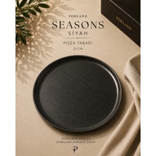 Porland Seasons Siyah/bej Pizza Tabağı 32 cm Porselen Servis Tabağı Yemek Tabağı