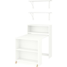 IKEA Modern Beyaz Kitaplık 80X106 cm - Salon Çalışma Odası Kaliteli Dolap - Şık Depolama