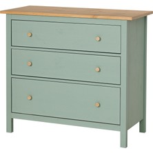 IKEA Modern Yeşil 3 Çekmeceli Şifonyer 108X96 cm - Yatak Odası Kaliteli Dolap - Şık Depolama Çözümü
