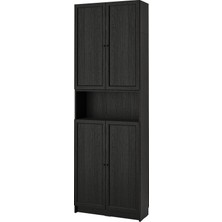 IKEA Modern Siyah Kapaklı Kitaplık 80X30X237 cm - Salon Çalışma Odası Kaliteli Dolap - Şık Depolama