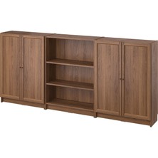IKEA Modern Kahverengi Kapaklı Kitaplık 240X30X106 cm - Salon Çalışma Odası Kaliteli Dolap - Şık Depolama