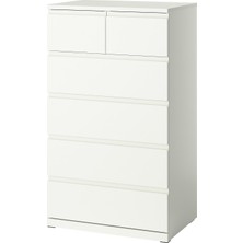 IKEA Modern Beyaz 6 Çekmeceli Şifonyer 70X50X120 cm - Yatak Odası Kaliteli Dolap - Şık Depolama Çözümü