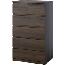 IKEA Modern Kahverengi 6 Çekmeceli Şifonyer 70X50X120 cm - Yatak Odası Kaliteli Dolap - Şık Depolama Çözümü