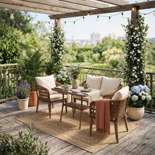 Ancam Online Cunda Rattan Balkon-Bahçe Mobilyası (2-1-1) Kahverengi
