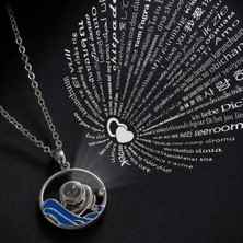 Eos Kolektif 100 Dilde Seni Seviyorum Mavi Silver Projeksiyon Kolye