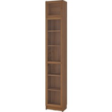 IKEA Modern Kahverengi Cam Kapaklı Kitaplık 40X30X237 cm - Salon Çalışma Odası Kaliteli Dolap - Şık Depolama