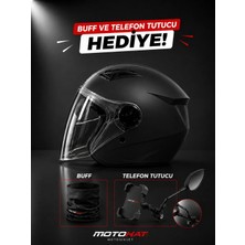 Motohat Güneş Vizörlü Kask - Telefon Tutucu ve Buff Hediyeli