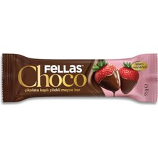 TeknoKapsül Fellas Çikolata Kaplı Meyve Bar Çilekli (35 G) x 12 Adet