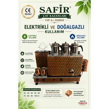 Safir Çay Kazanları Safir 3 Demlikli Bakır Çay Kazanı Elektrik + Doğalgazlı Ce Belgeli Bakır Çay Semaveri Doğalgazlı Yıldız Model Bakır Çay Ocağı Kazanı Safir Vıp